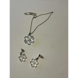 Gorham Lead Crystal Snowflake Pendant  And Matching Earrings